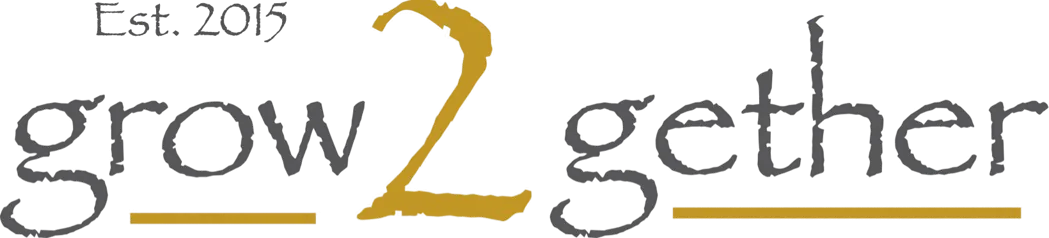 Logo grow2gether in gold und schwarz est 2015